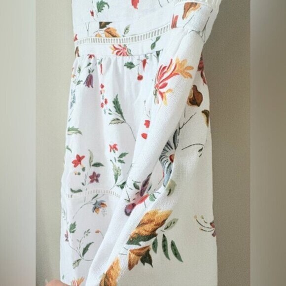 NEW Reformation Everett Linen Midi Dress Corsini White Multi Floral | US 2 UK 6 - Picture 11 of 16